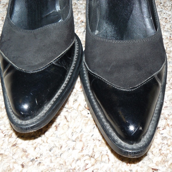 DKNY Jeans Black Suede Heels Sz. 8 - Picture 2 of 8